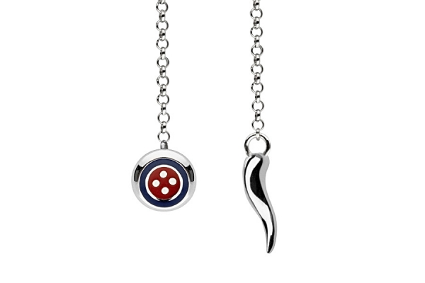VEZZO lapel chain  BOTTONE SMALTO BLU_ROSSO