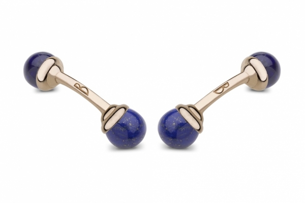 gemelli MINI BALLS ROSE GOLD CON LAPISLAZZULI 