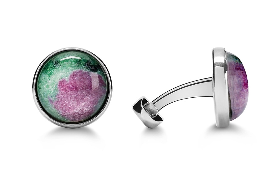 rock crystal and Zoisite cufflinks 