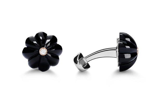 gemelli fiore onice con diamanti