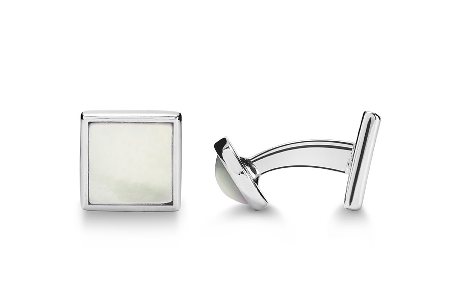 square cufflinks with mother of pearl