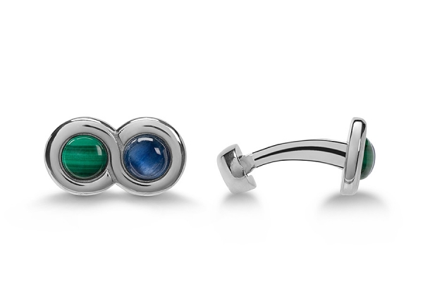GEMELLI DOPPIO CERCHIO CIANITE E MALACHITE