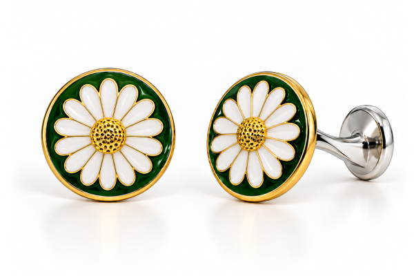 CUFFLINKS DAISY ENAMEL 
