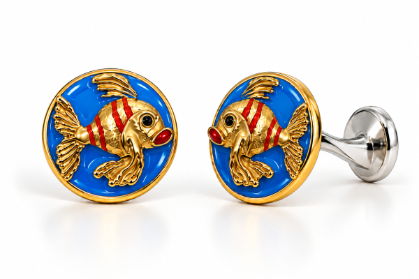 CUFFLINKS LITTLE FISH ENAMEL