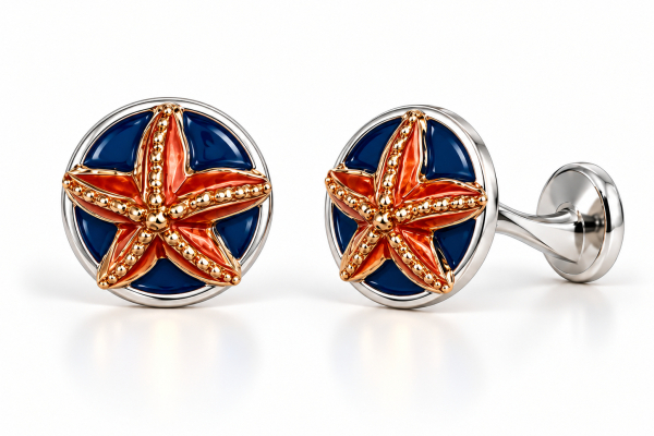 CUFFLINKS STARFISH ENAMEL 