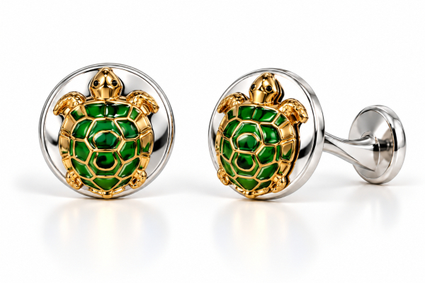 CUFFLINKS TURTLE ENAMEL 